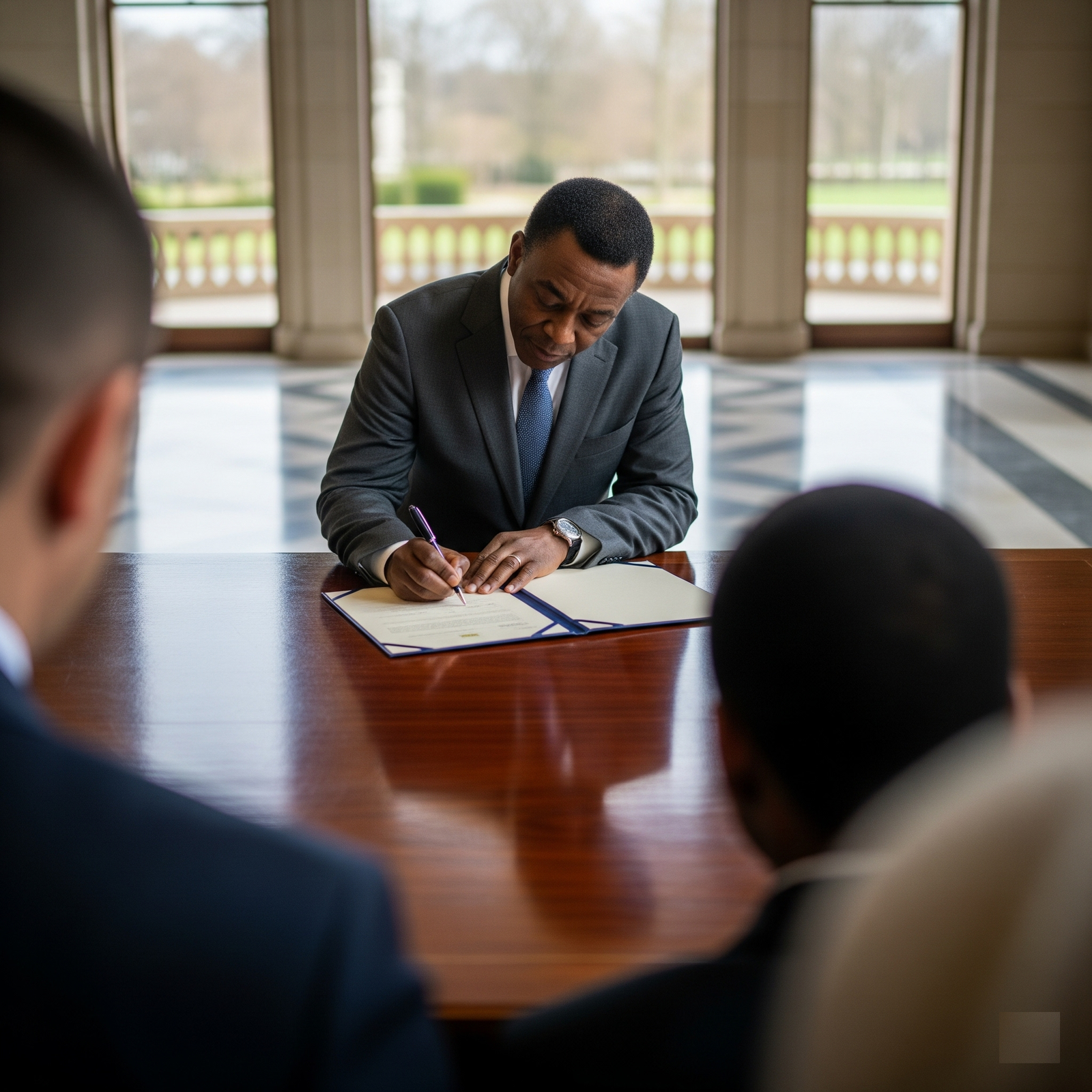 A person signing a document